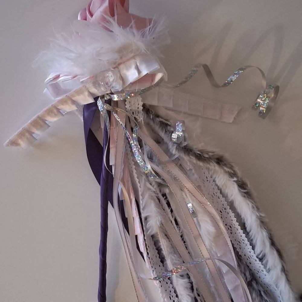 *(Enchanting Magical Fairy Princess Pink Satin Fantasy Rose Wand+Tassle Doll Acc